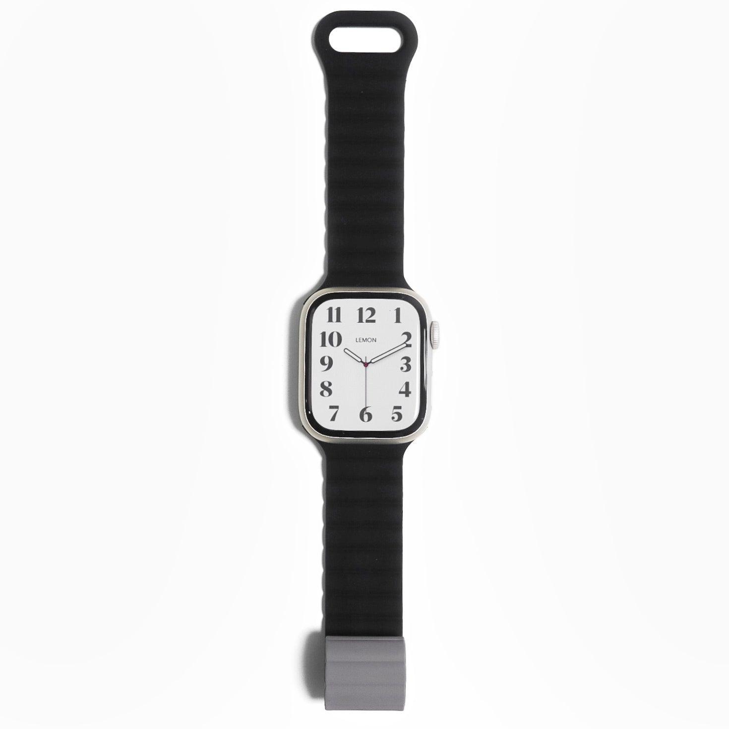 Magnetic Snap Silicone Apple Watch Band - Black & Grey