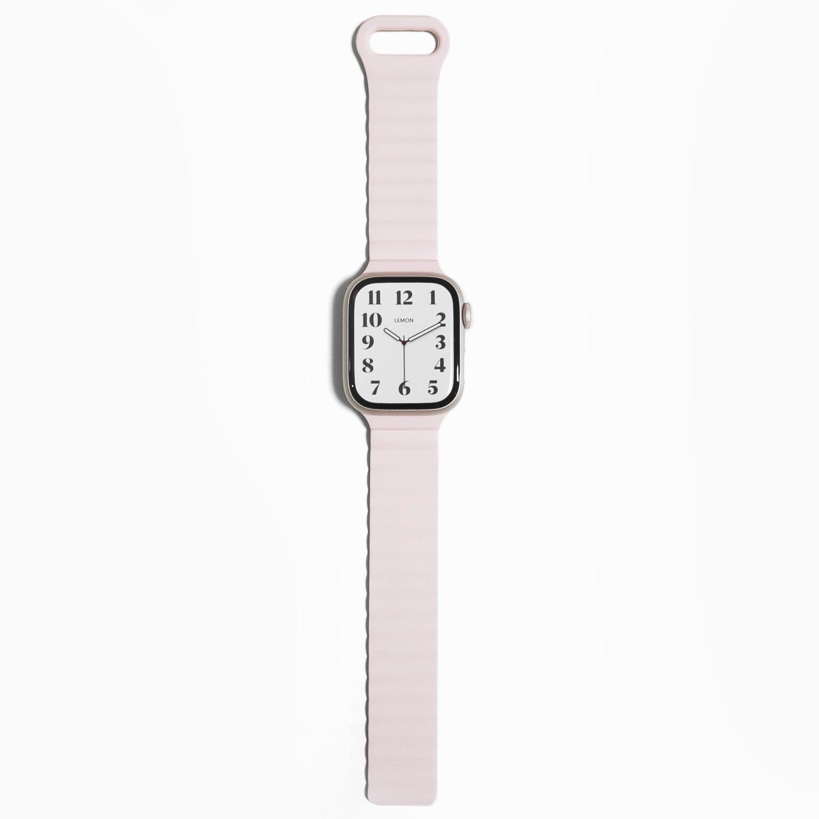 Magnetic Snap Silicone Apple Watch Band - Light Pink