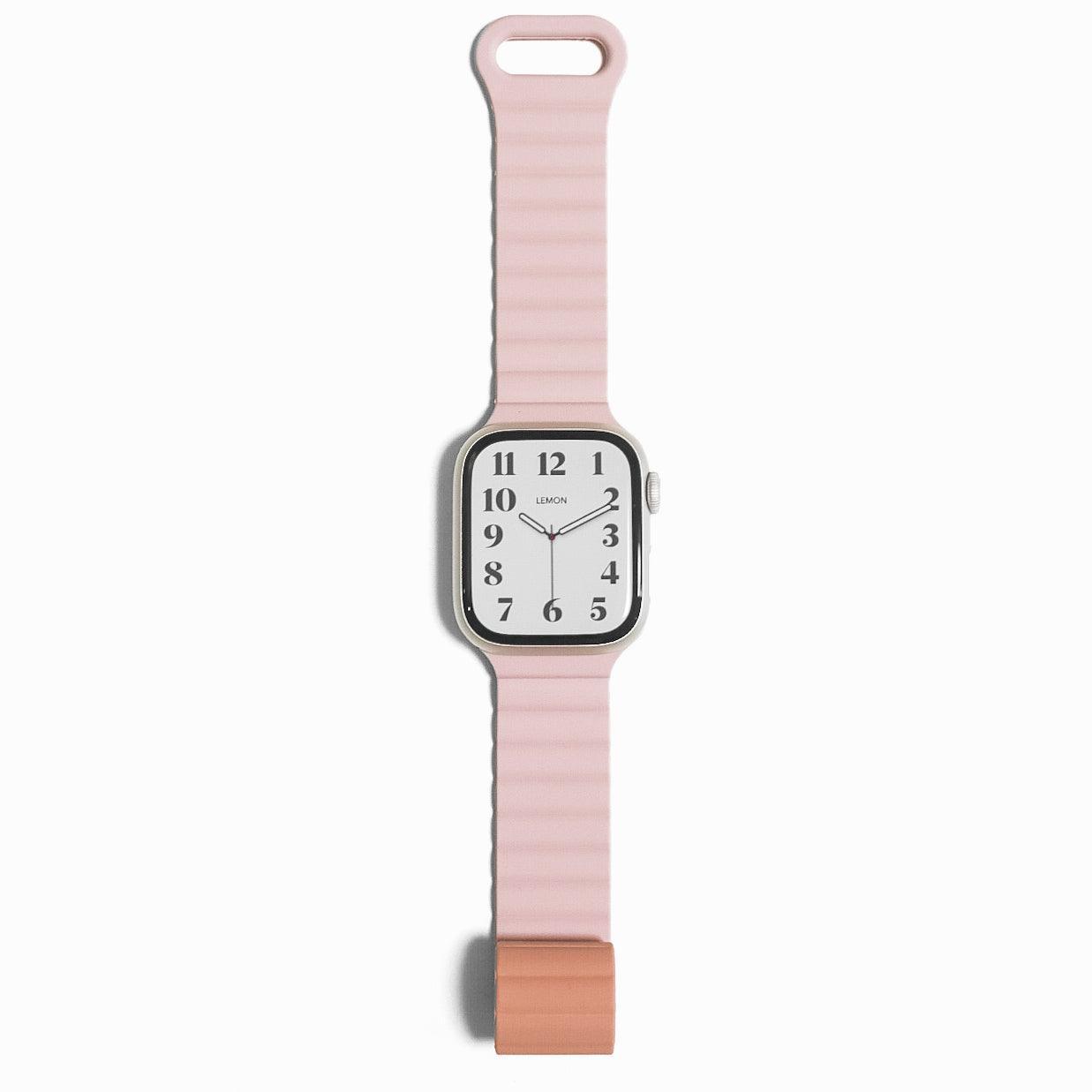 Magnetic Snap Silicone Apple Watch Band - Pink & Rose