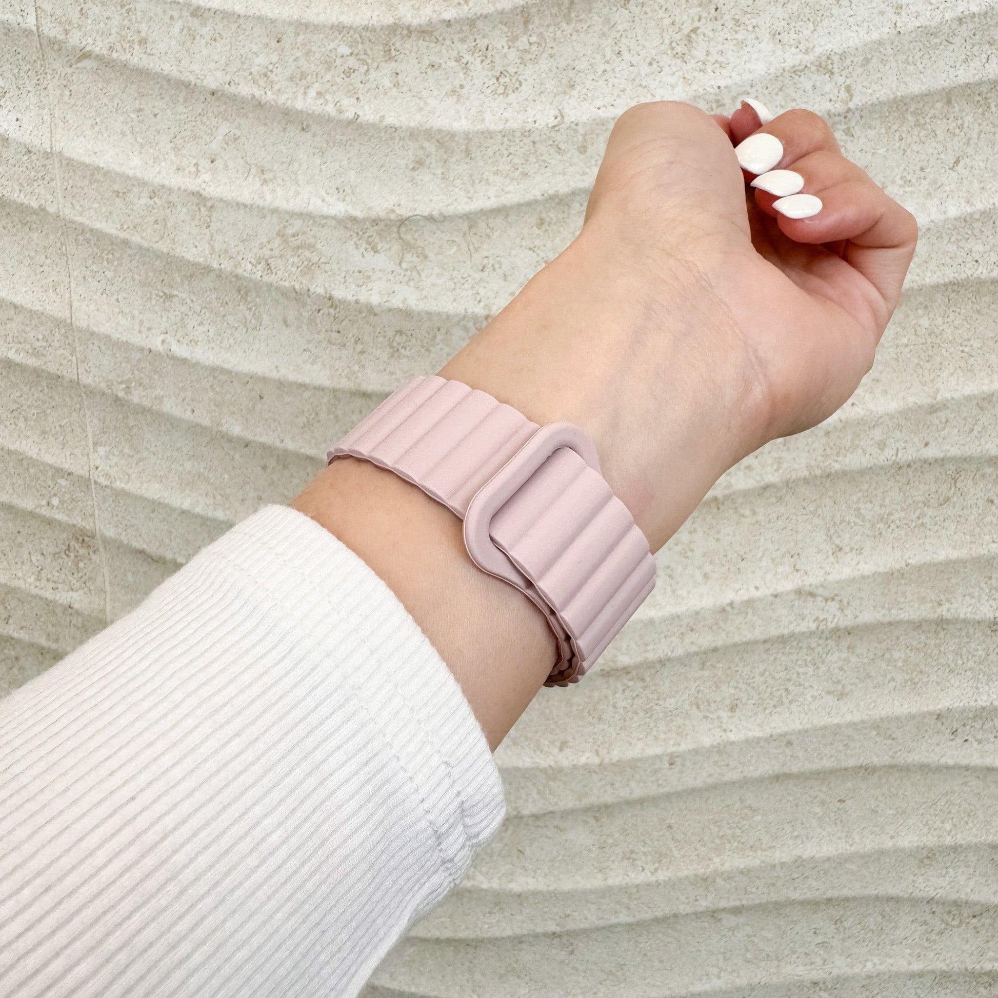 Magnetic Snap Silicone Apple Watch Band - Pink & Rose