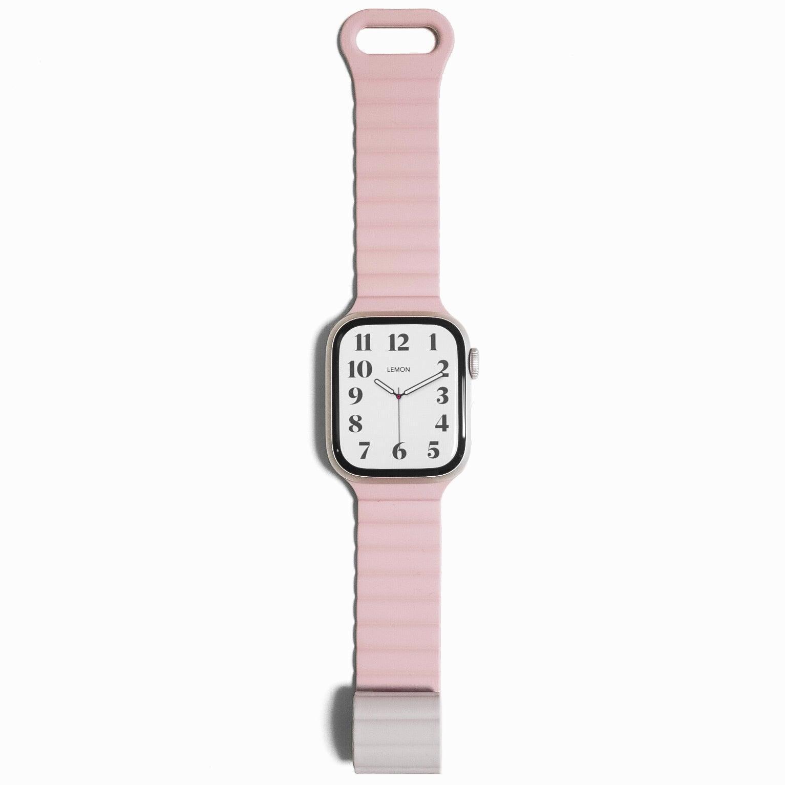 Magnetic Snap Silicone Apple Watch Band - Pink & Starlight