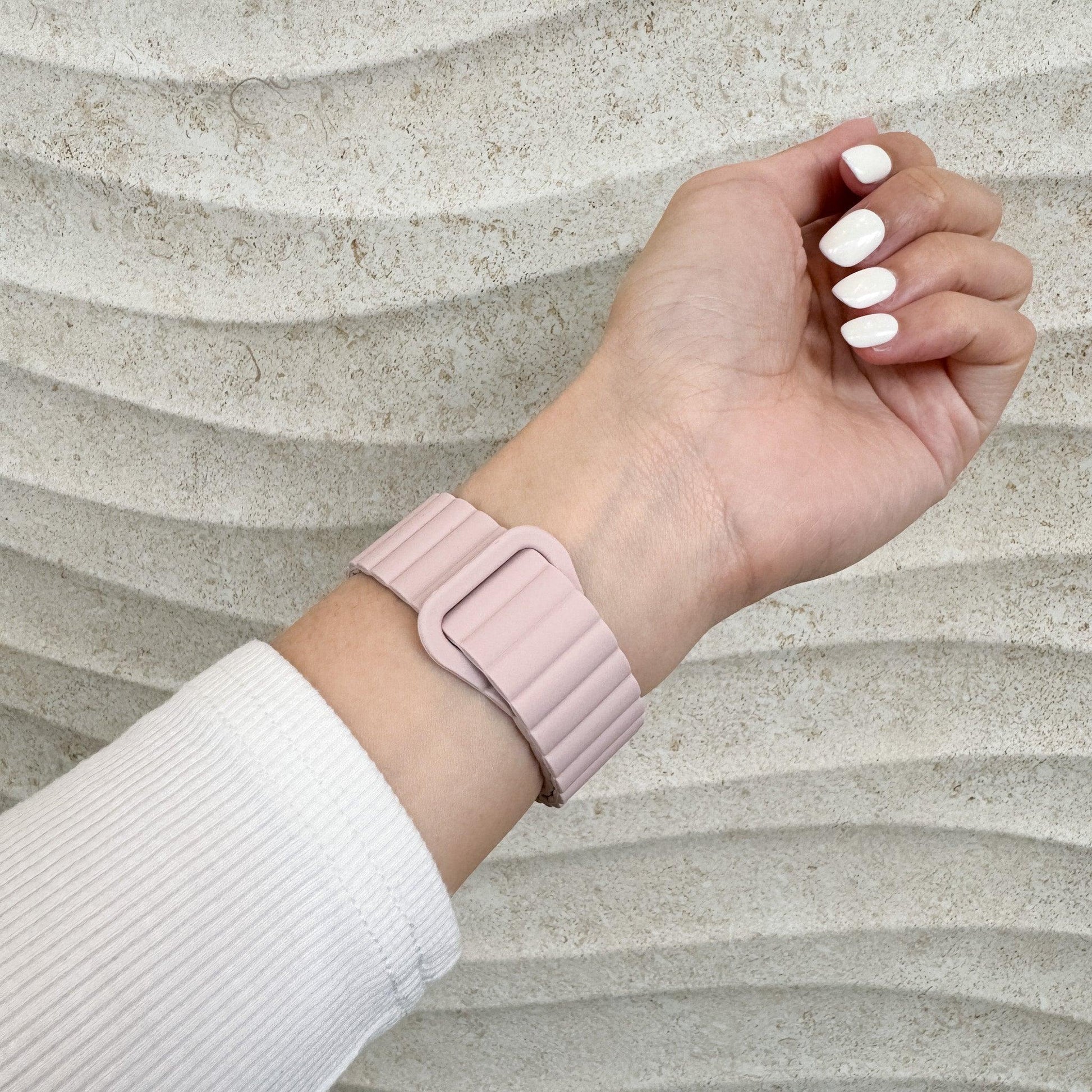 Magnetic Snap Silicone Apple Watch Band - Pink & Starlight