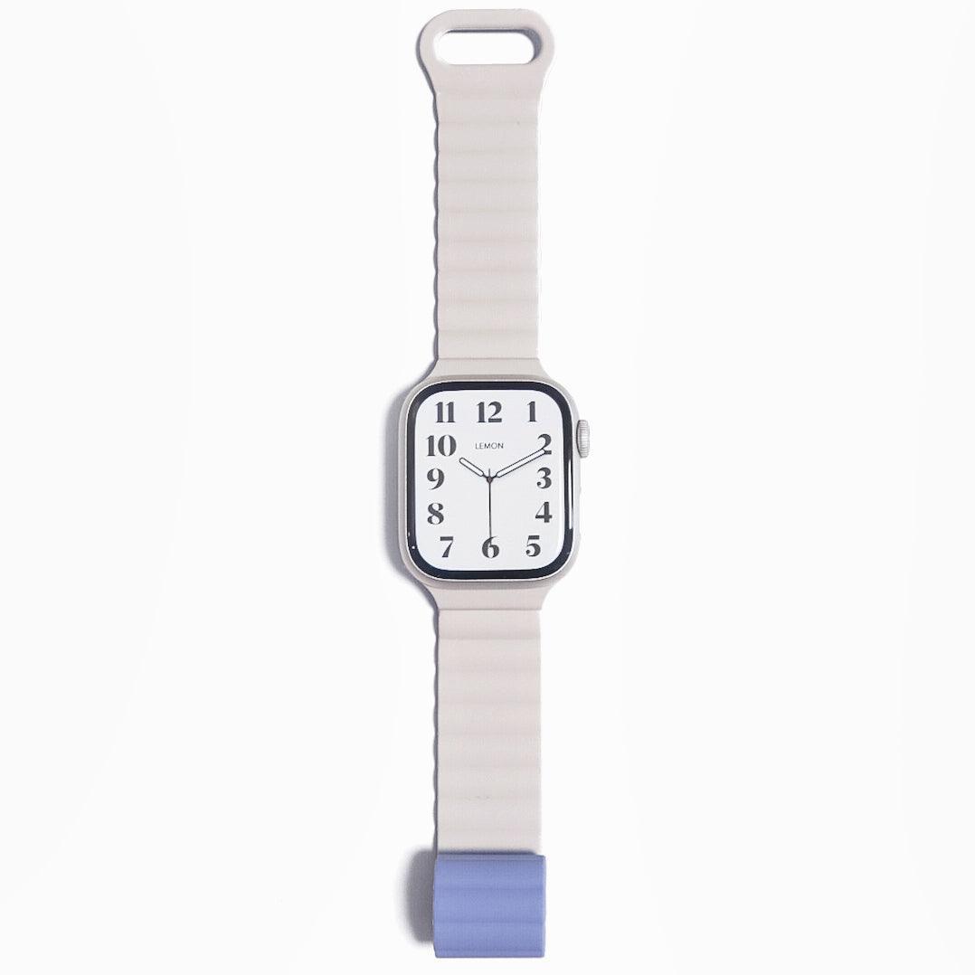 Magnetic Snap Silicone Apple Watch Band - Starlight & Baby Blue