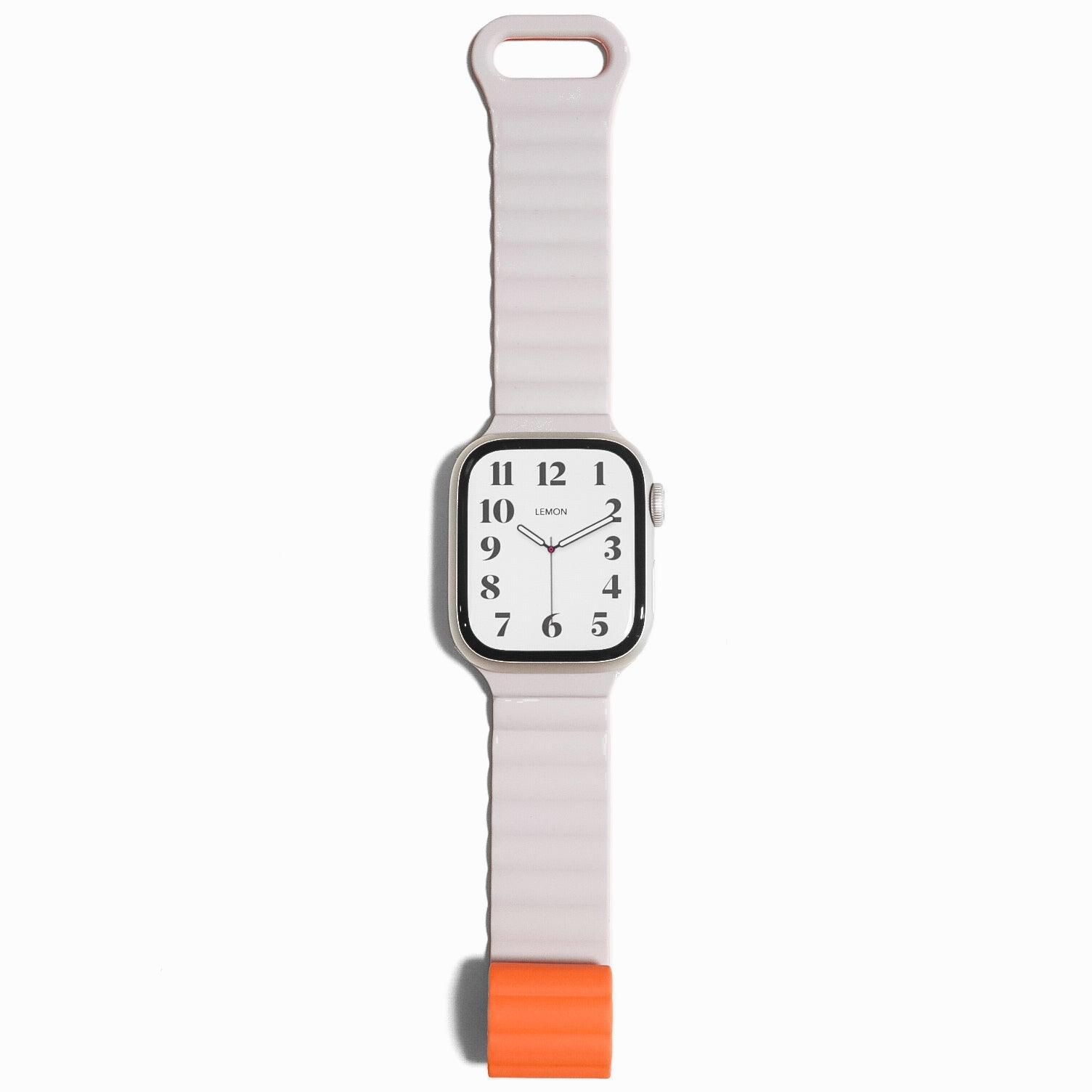 Magnetic Snap Silicone Apple Watch Band - Starlight & Orange
