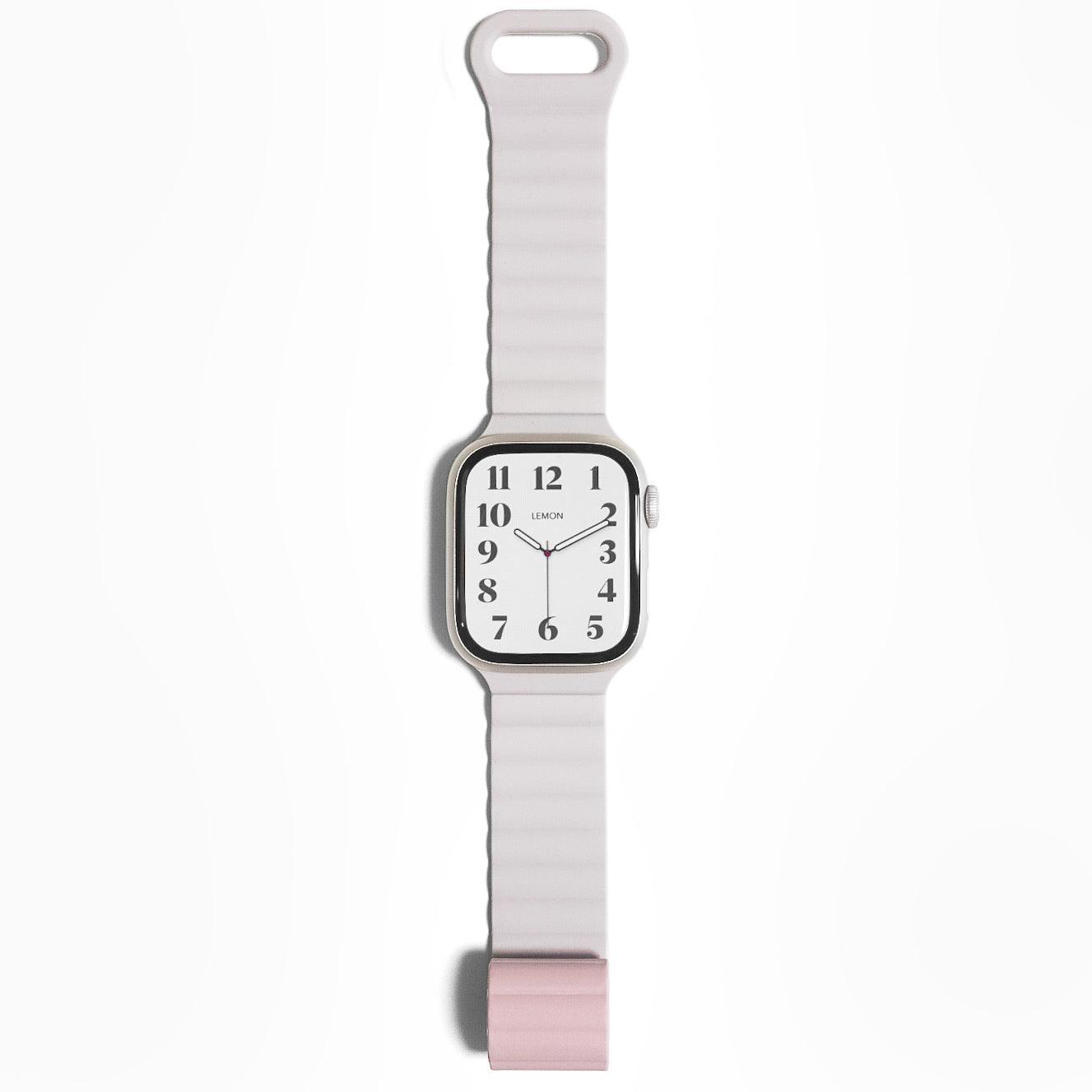 Magnetic Snap Silicone Apple Watch Band - Starlight & Pink