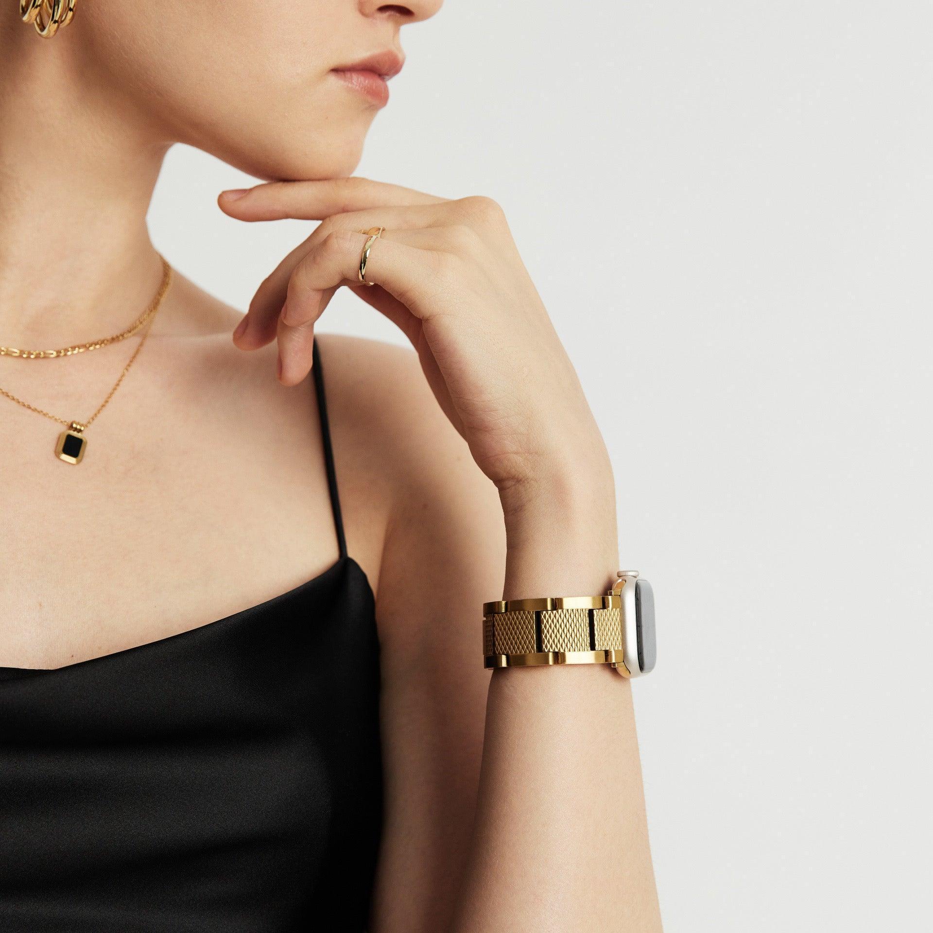 (St-Steel) Cape No.1 Apple Watch Strap - 18k Gold Plated