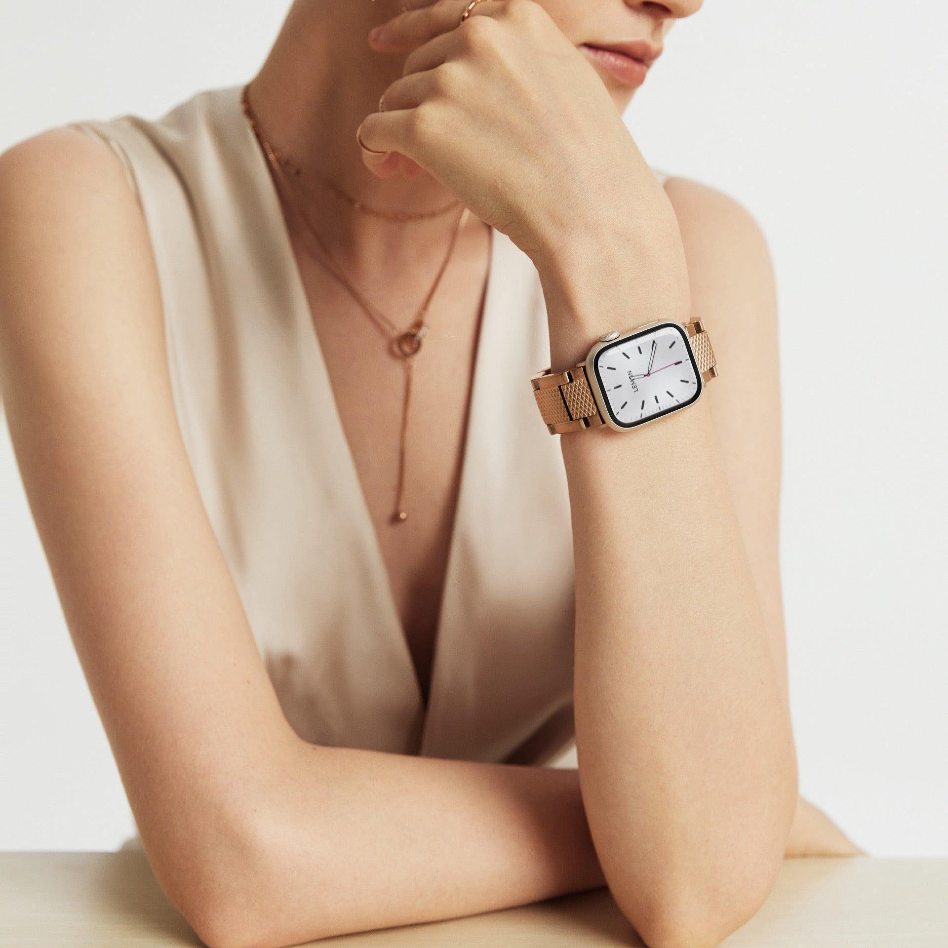 (St-Steel) Cape No.1 Apple Watch Strap - 18k Rose Gold Plated