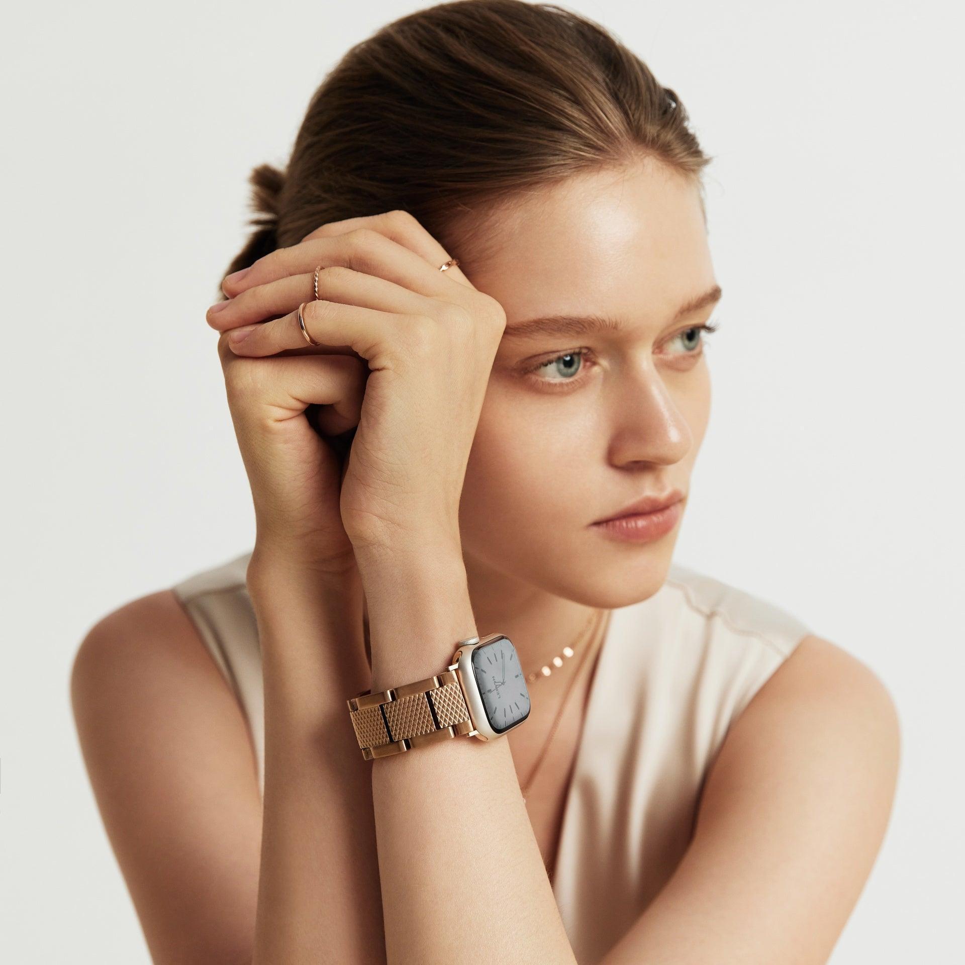(St-Steel) Cape No.1 Apple Watch Strap - 18k Rose Gold Plated