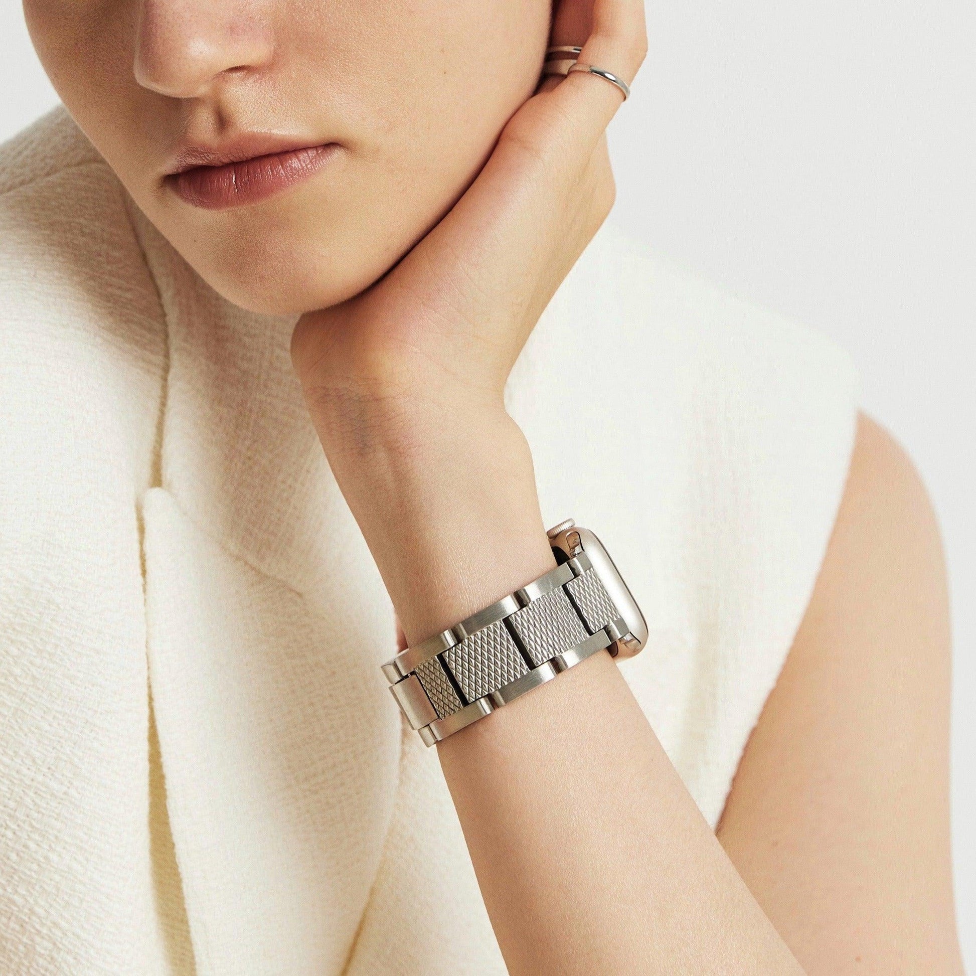 (St-Steel) Cape No.1 Apple Watch Strap - Silver