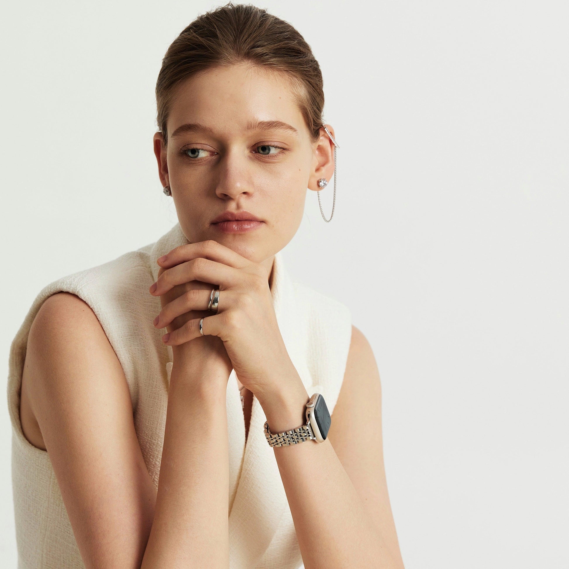 (St-Steel) Inspiration Apple Watch Strap - Silver