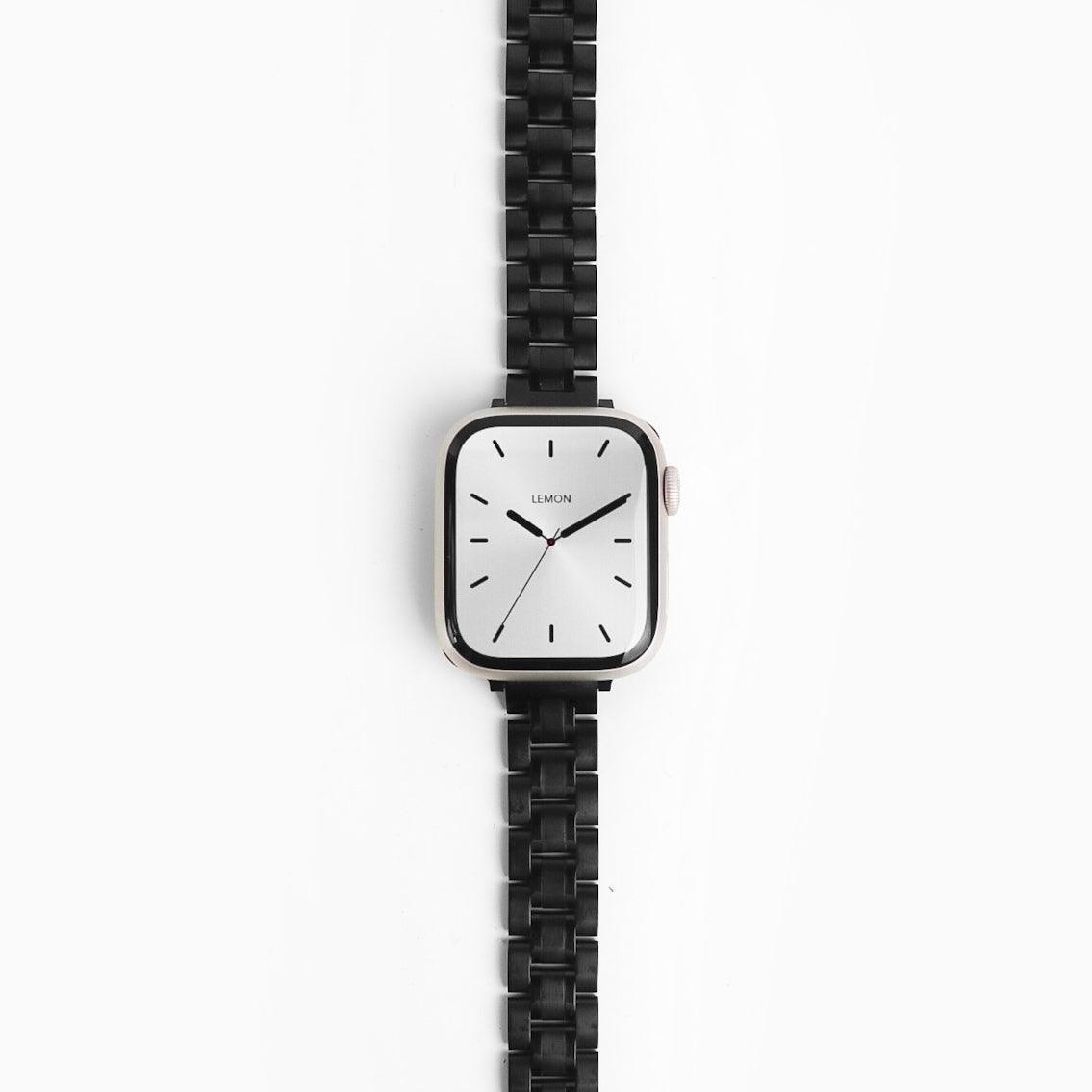 (St-Steel) Slim Jubilee Apple Watch Strap - Black