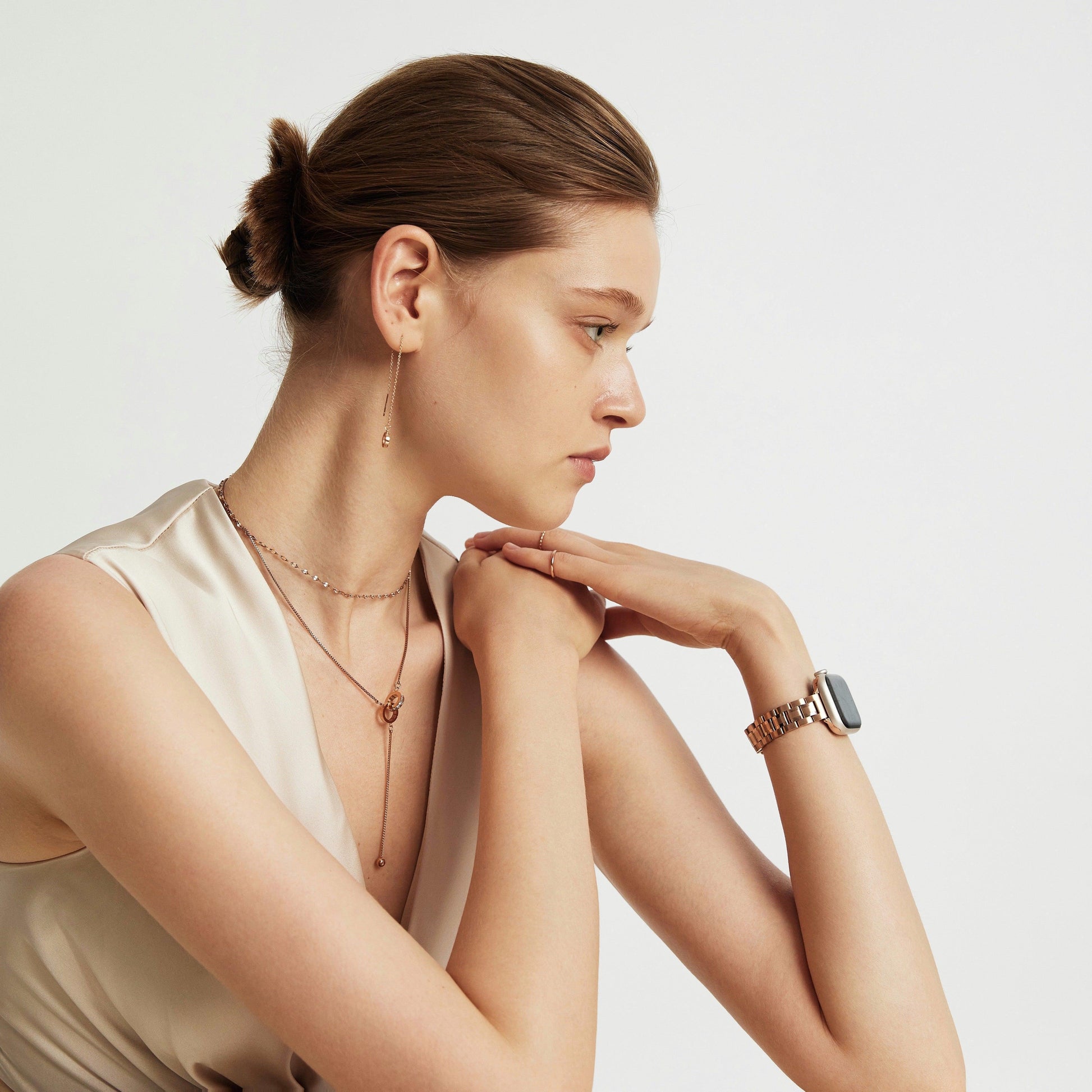 (St-Steel) Slim Jubilee Apple Watch Strap - Rose Gold