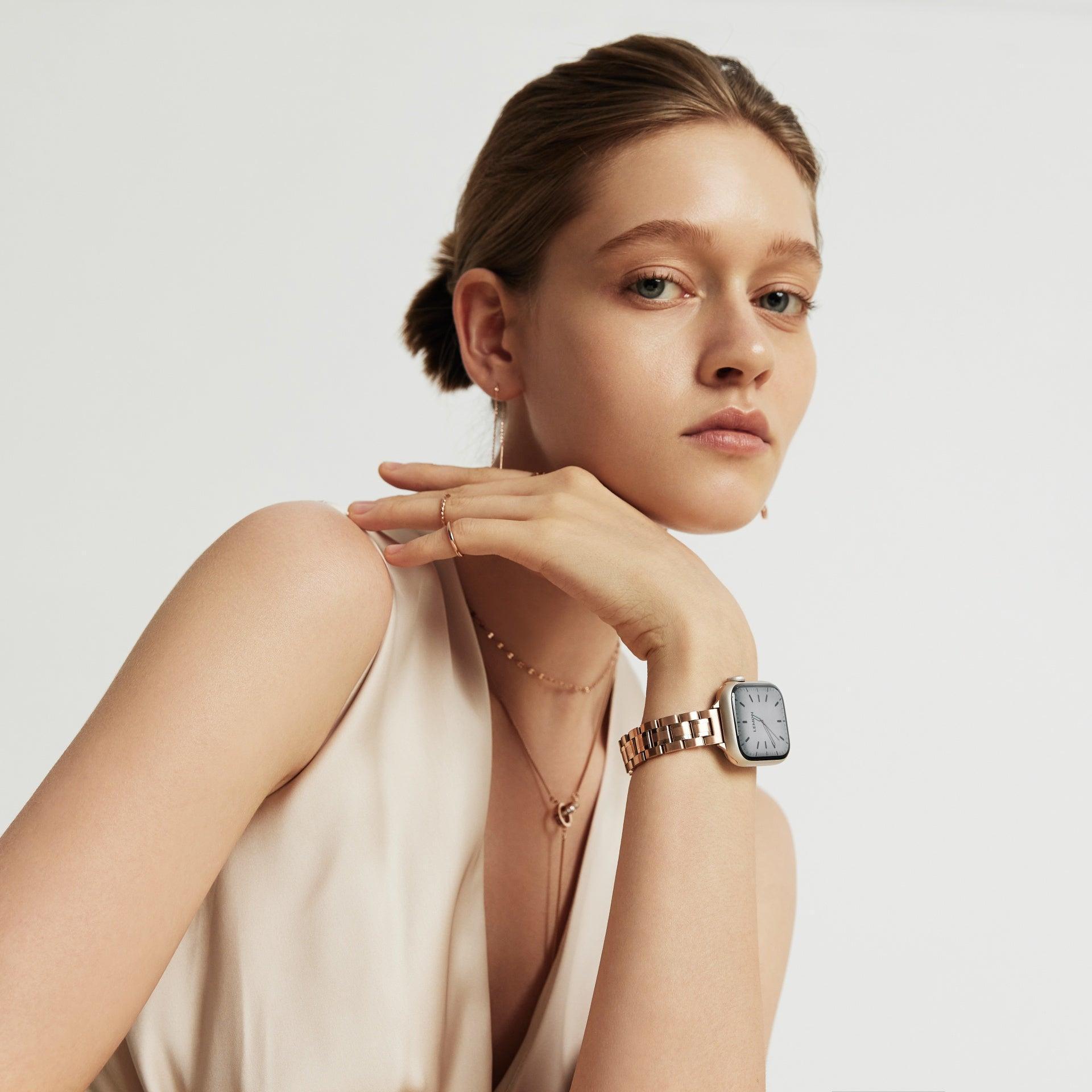 (St-Steel) Slim Jubilee Apple Watch Strap - Rose Gold