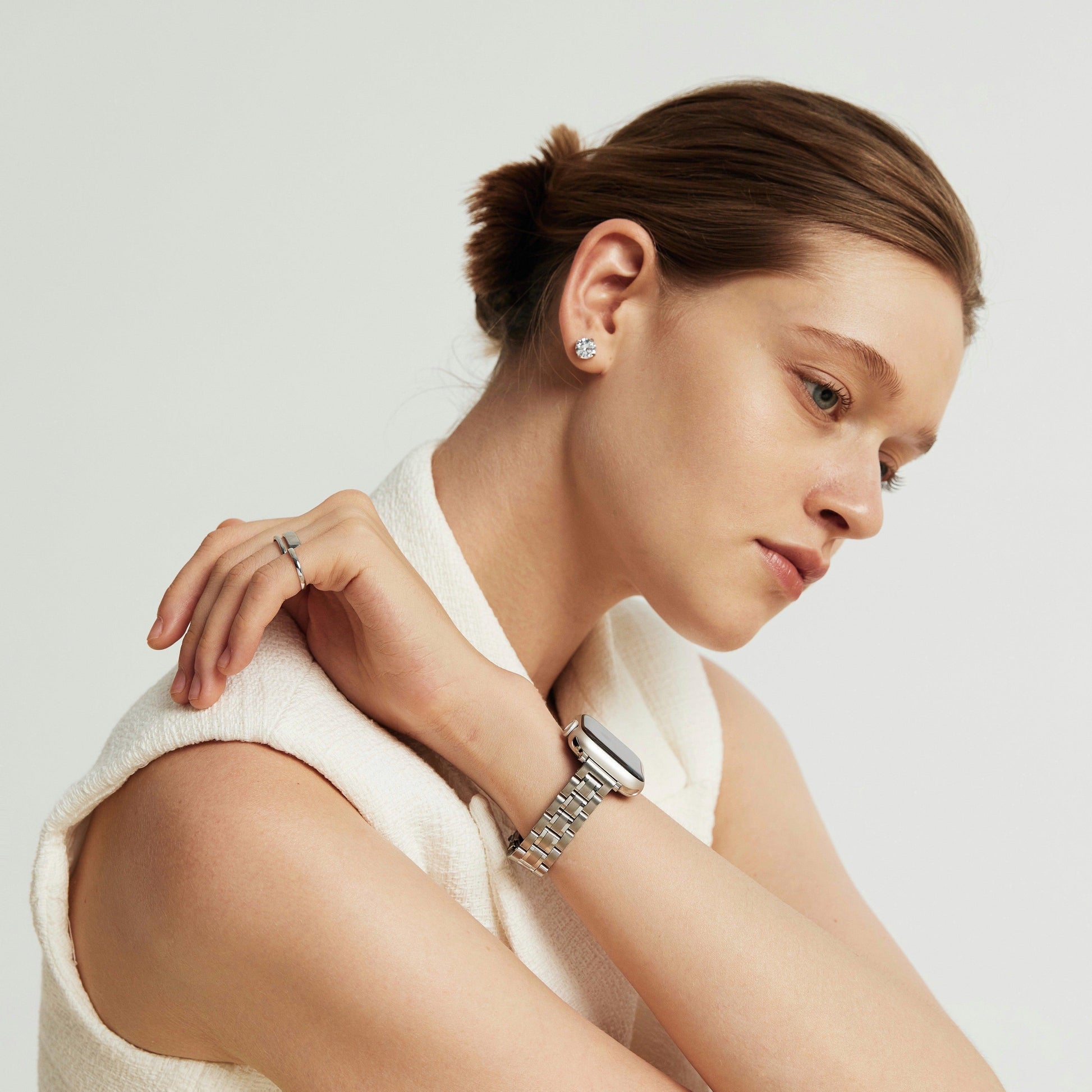 (St-Steel) Slim Jubilee Apple Watch Strap - Silver