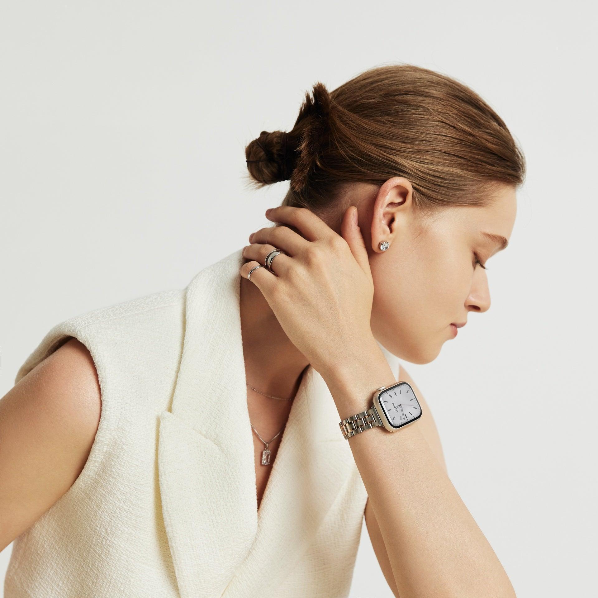 (St-Steel) Slim Jubilee Apple Watch Strap - Two Tone