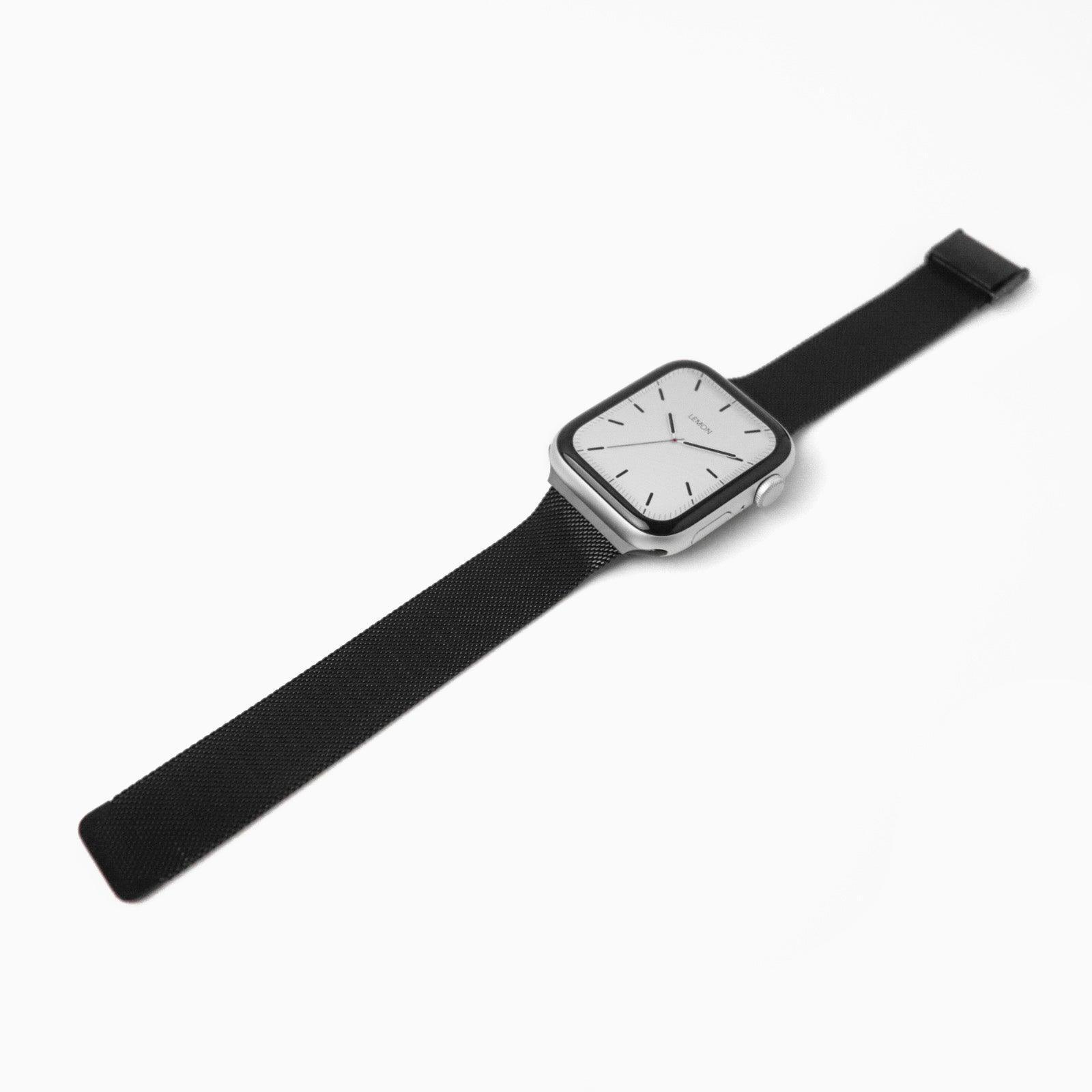 (St-Steel) Slim Milanese Apple Watch Strap - Black