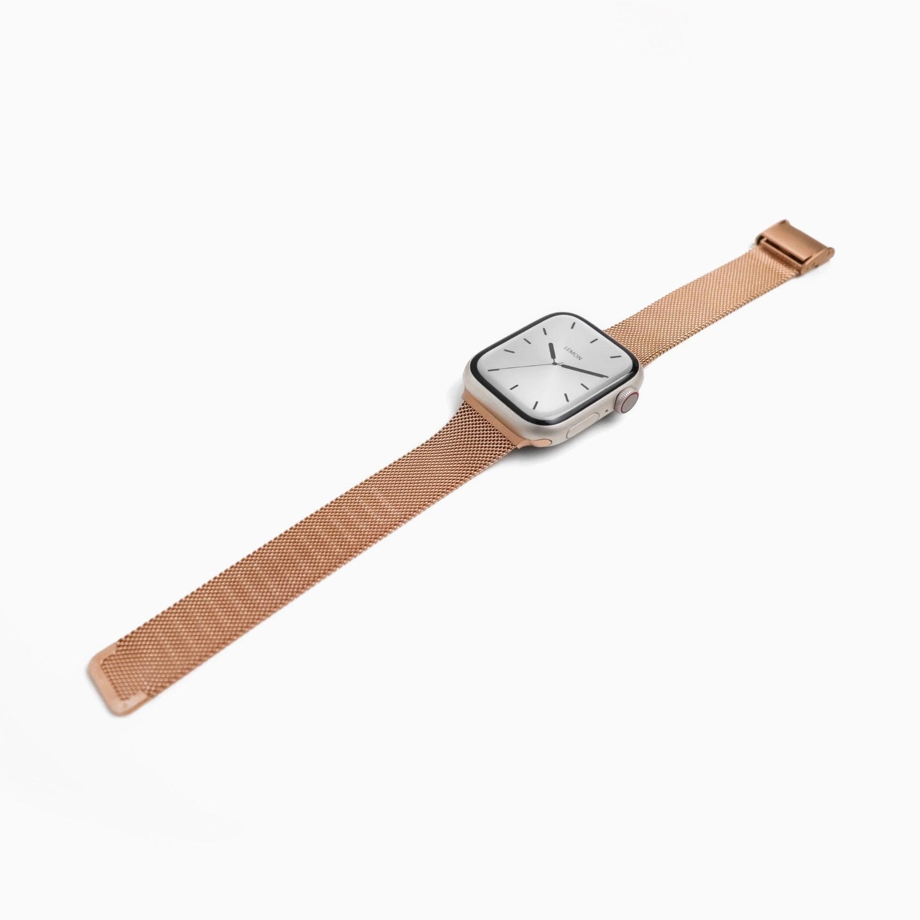 (St-Steel) Slim Milanese Apple Watch Strap - Rose Gold