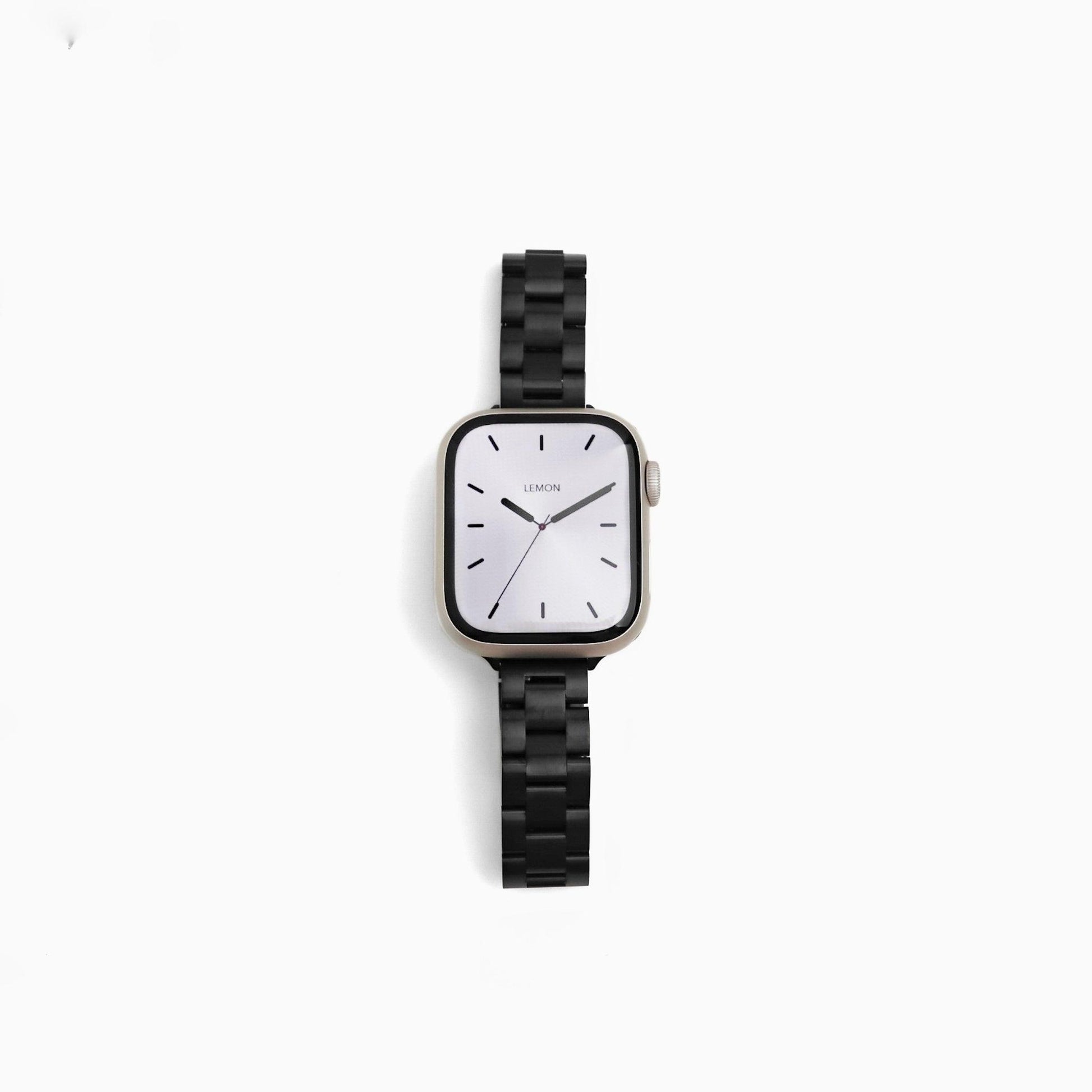 (St-Steel) Slim Oyster Apple Watch Strap - Black