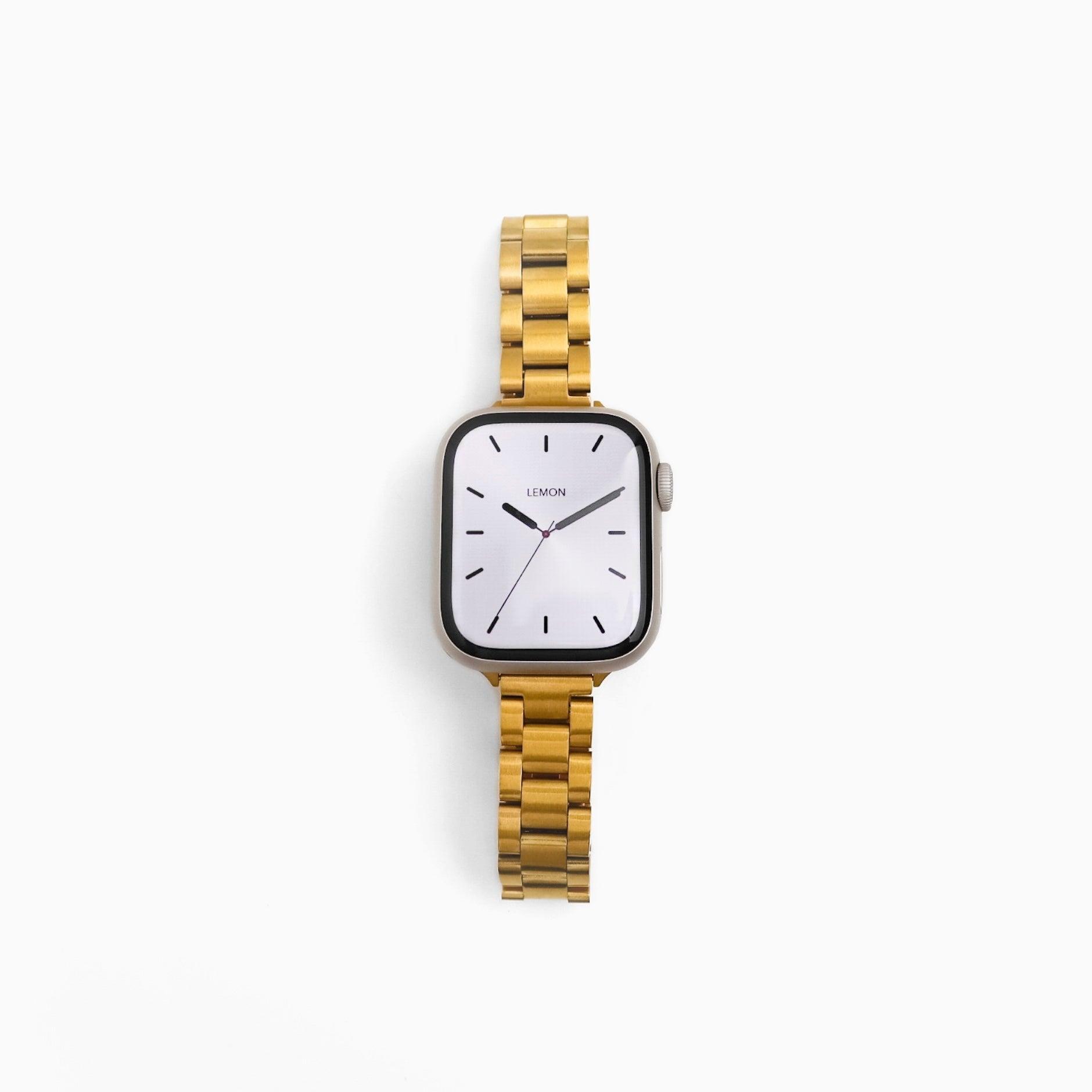 (St-Steel) Slim Oyster Apple Watch Strap - Gold