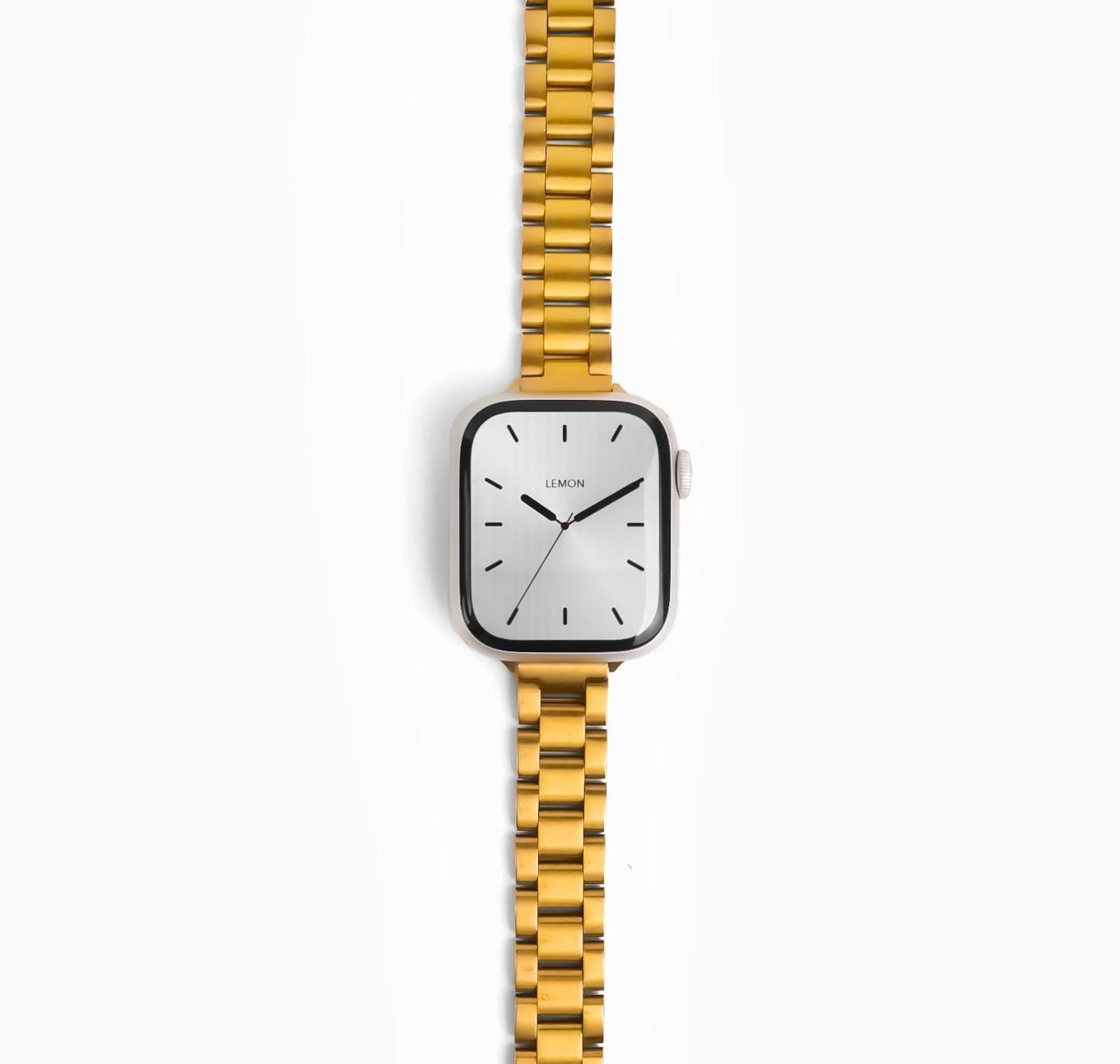 (St-Steel) Slim Oyster Apple Watch Strap - Gold