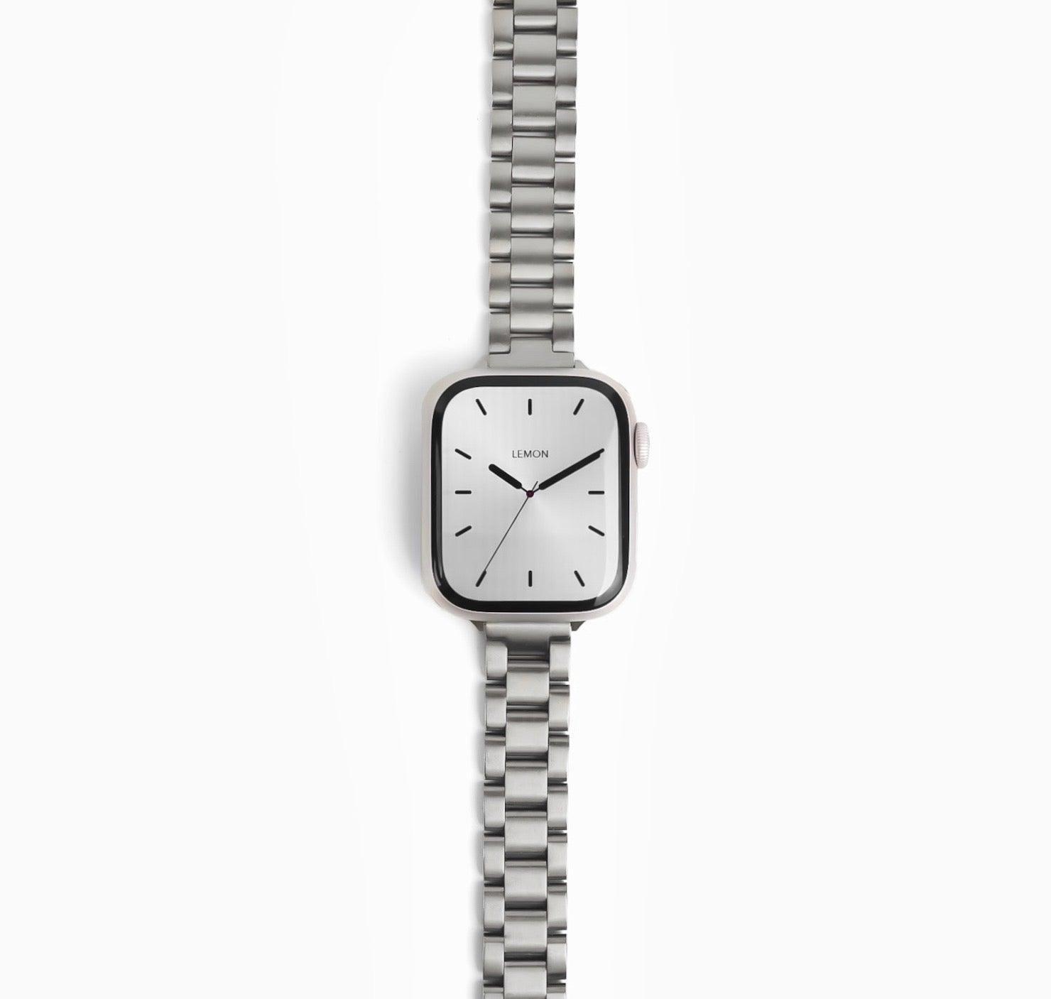 (St-Steel) Slim Oyster Apple Watch Strap - Silver