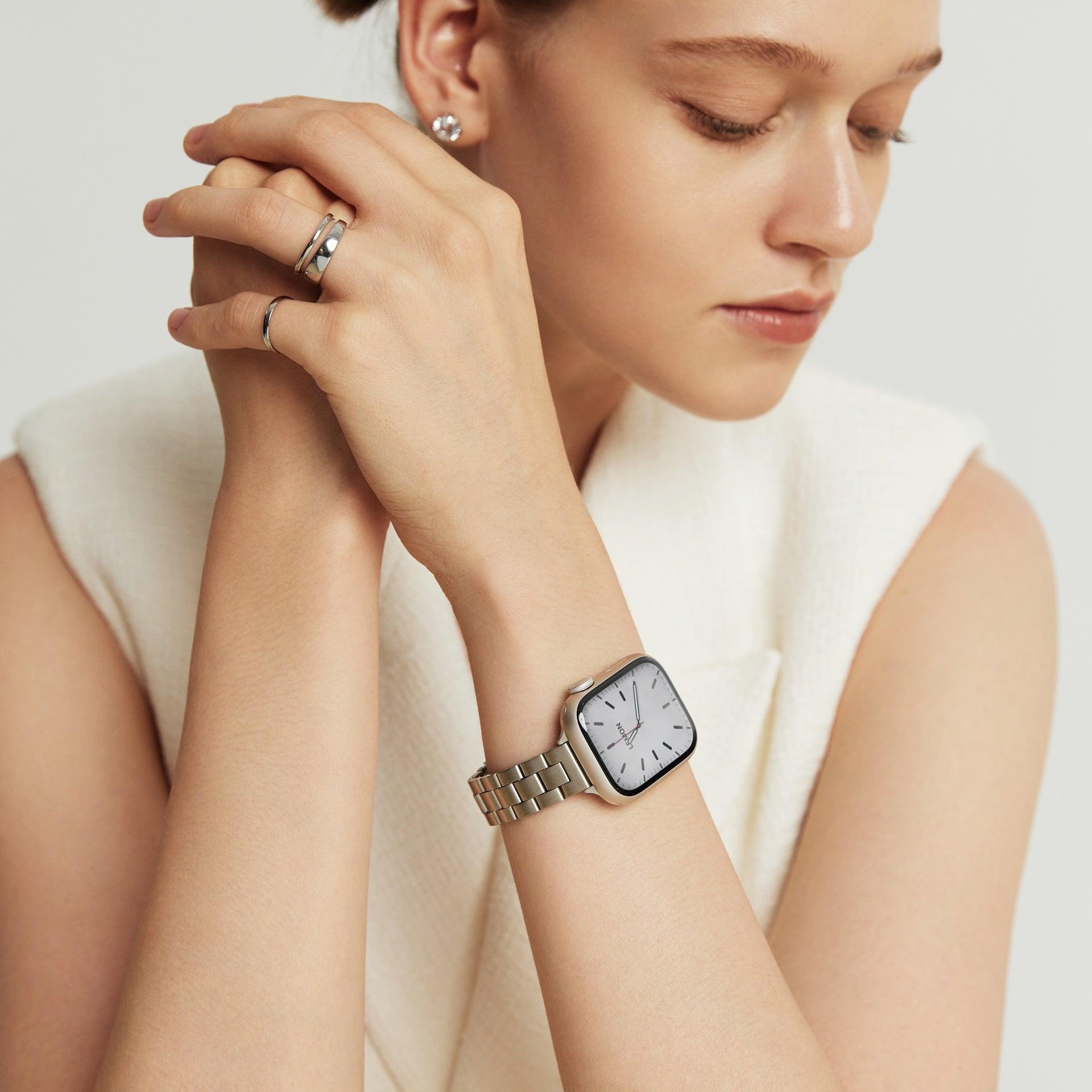 (St-Steel) Slim Oyster Apple Watch Strap - Silver