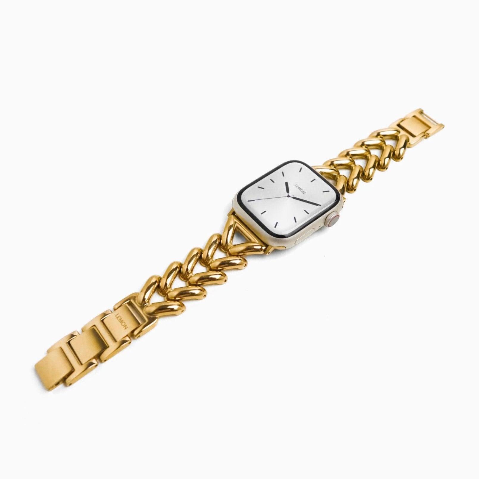 (St-Steel) Soırée Apple Watch Bracelet - Plaqué or 18 carats
