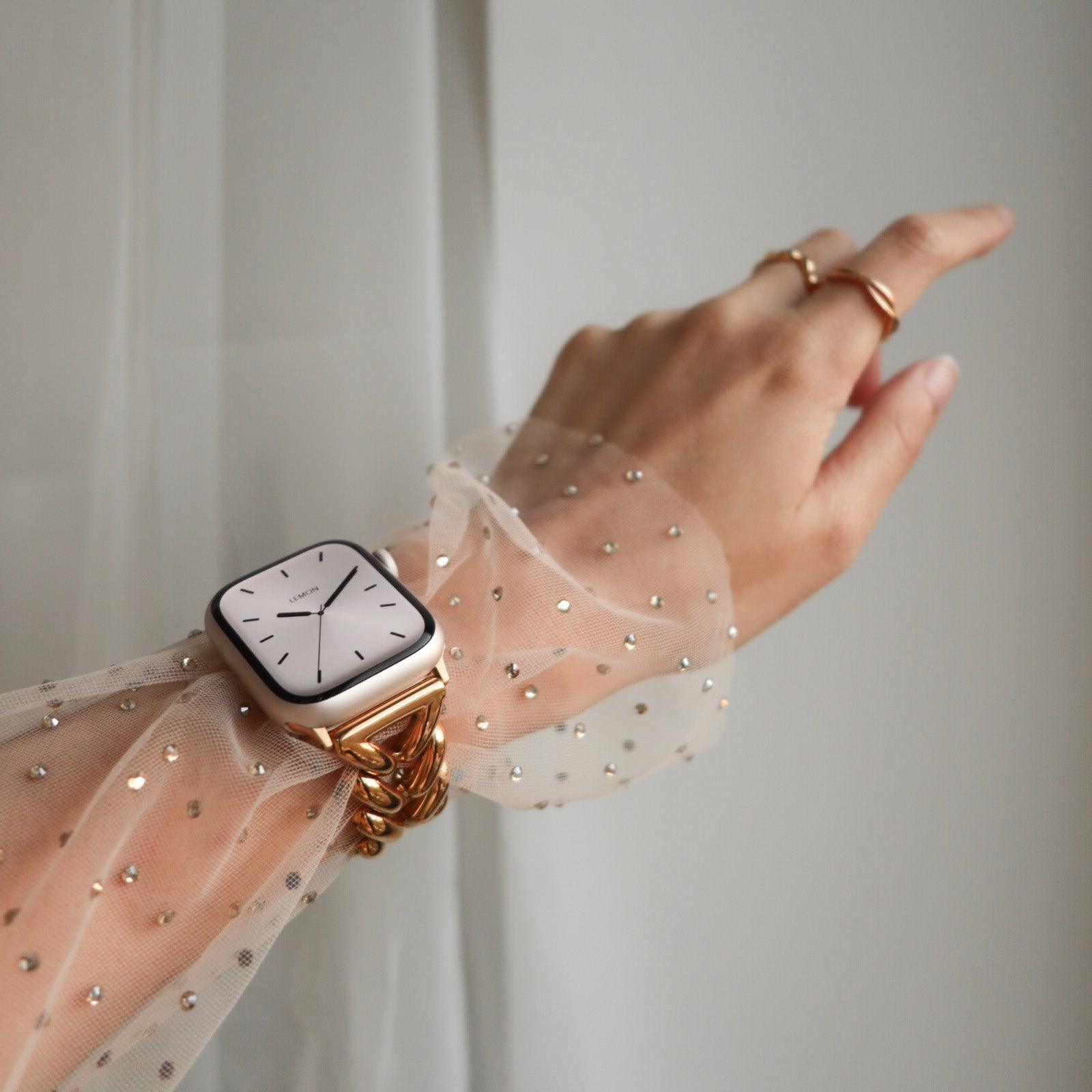 (St-Steel) Soırée Apple Watch Bracelet - 18k Gold Plated