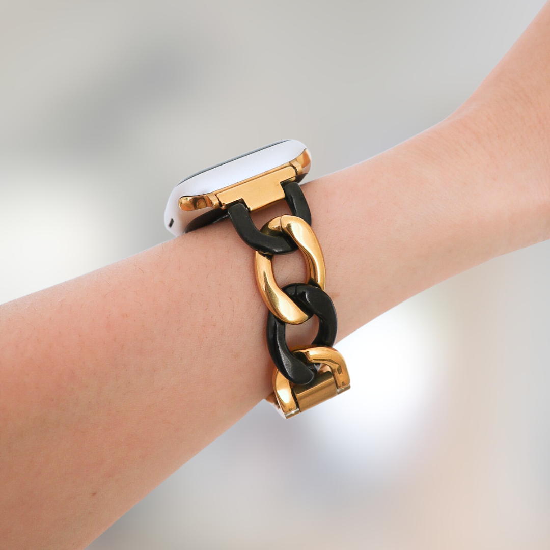(St-Steel) Two Tone Timeless Apple Watch Bracelet - Black & Gold
