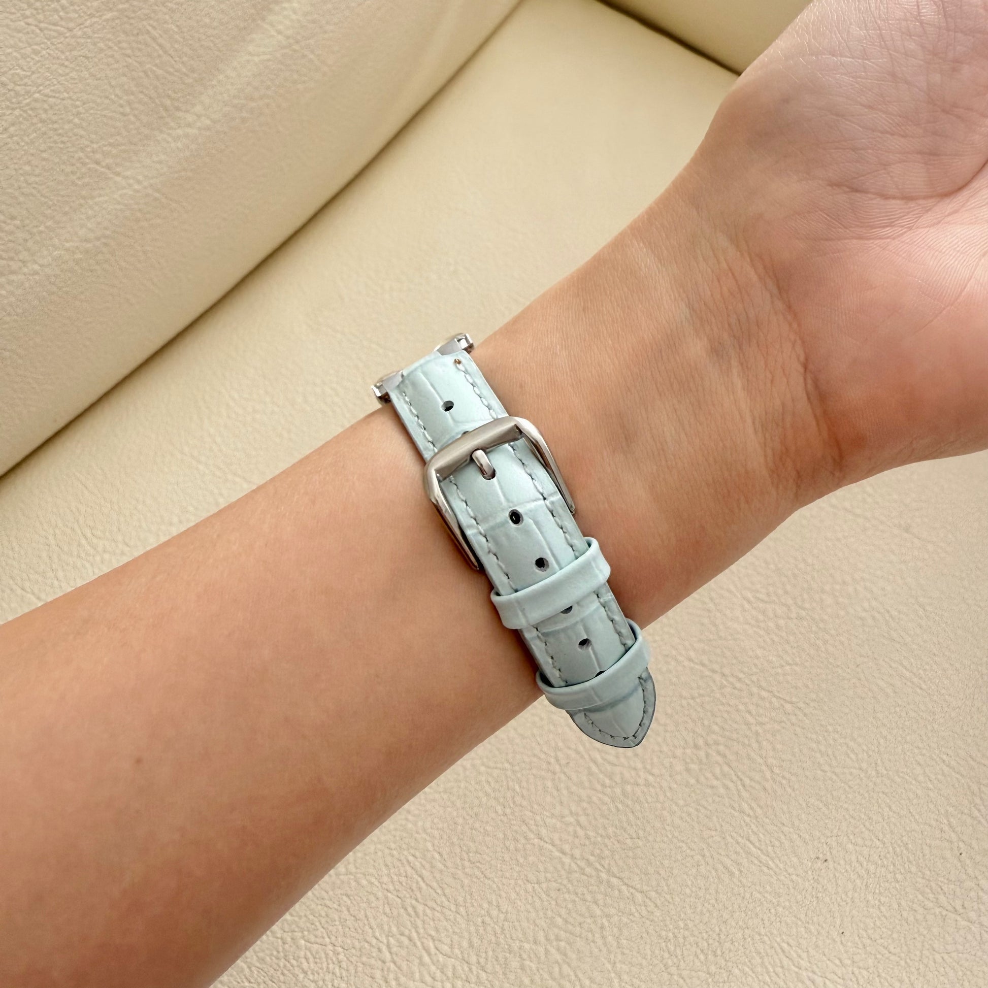 Frostblue Leather Apple Watch Strap - Blue