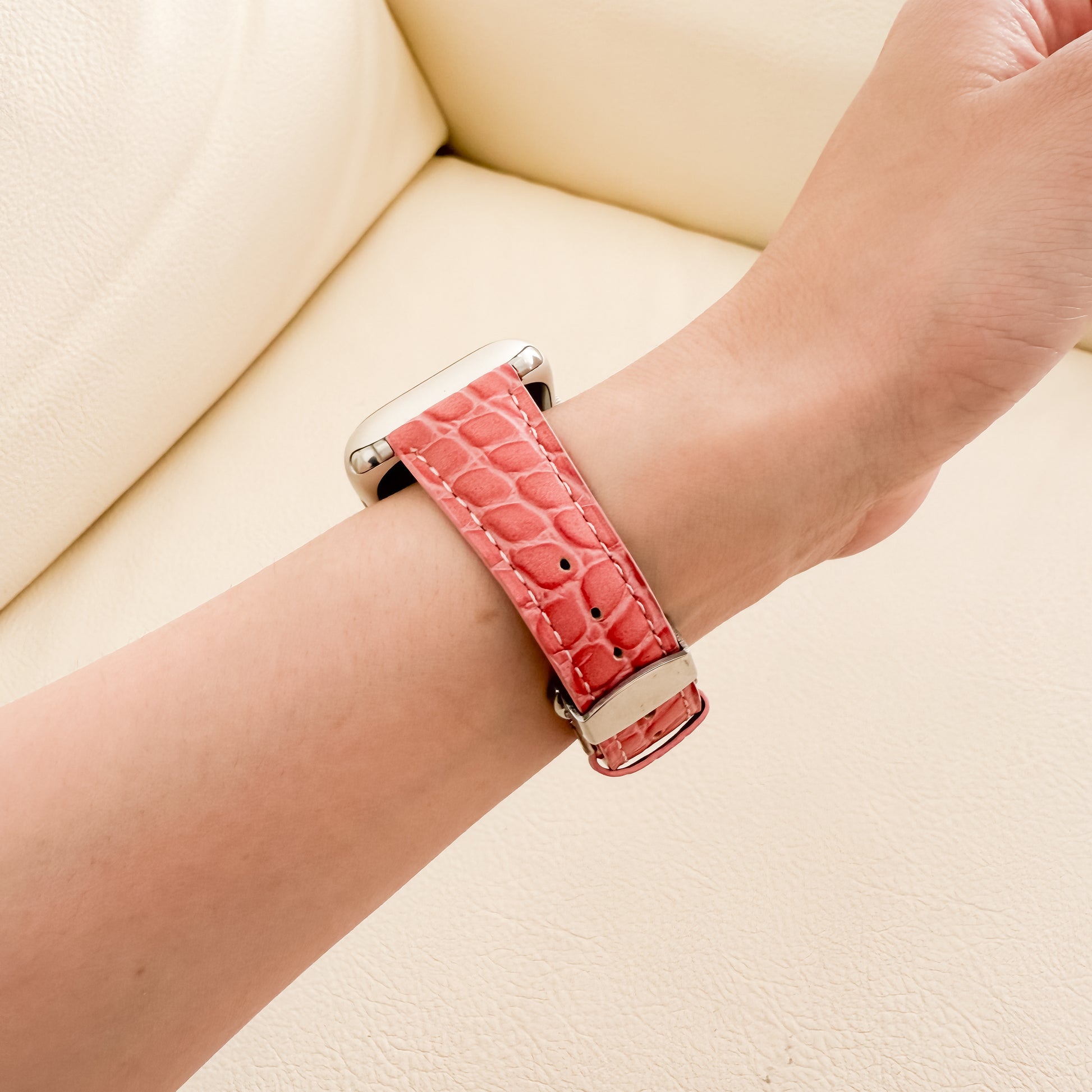 Alligator Leather Apple Watch Strap - Pink