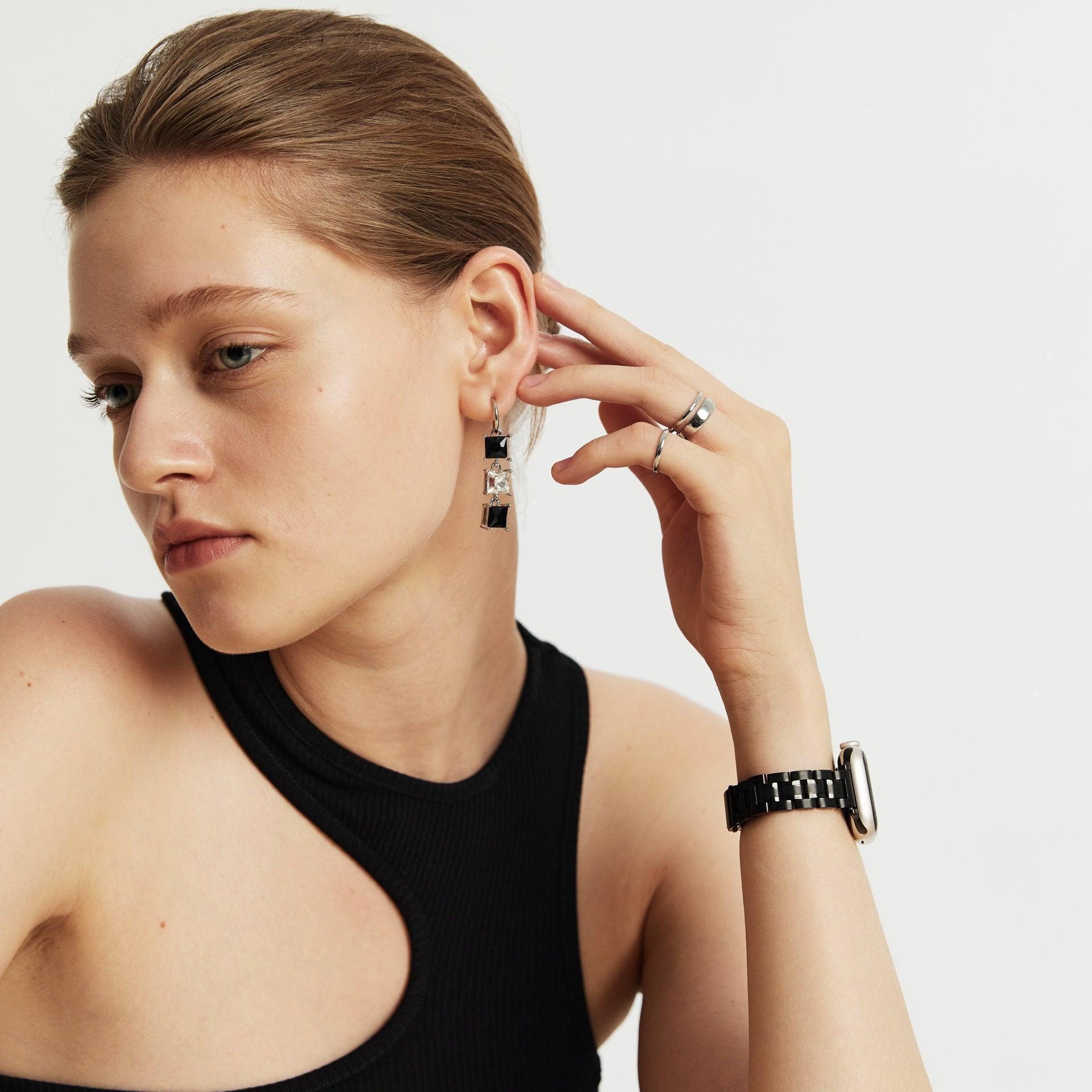 (St-Steel) Slim Jubilee Apple Watch Strap - Black